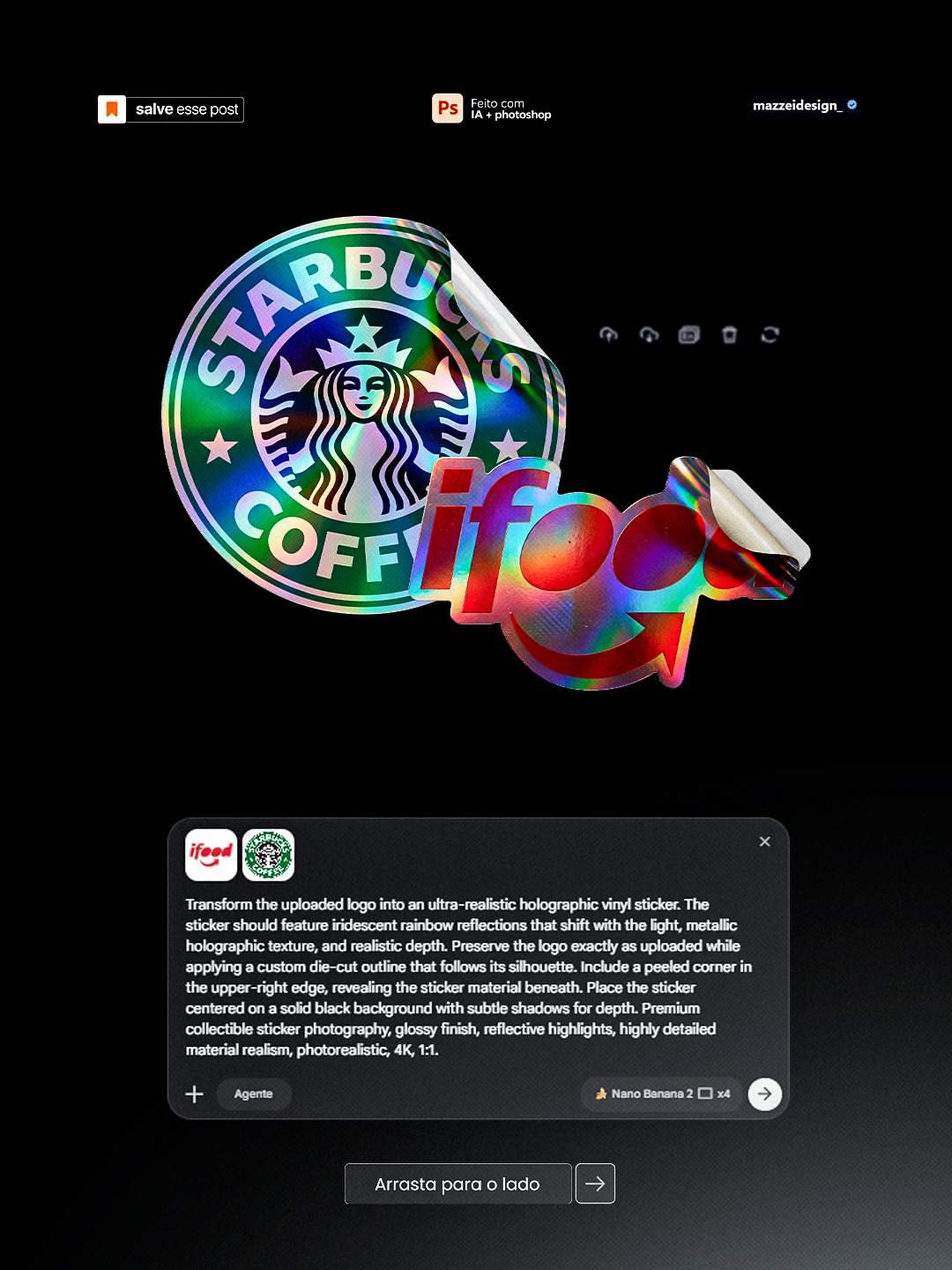 Holographic vinyl sticker prompt slide