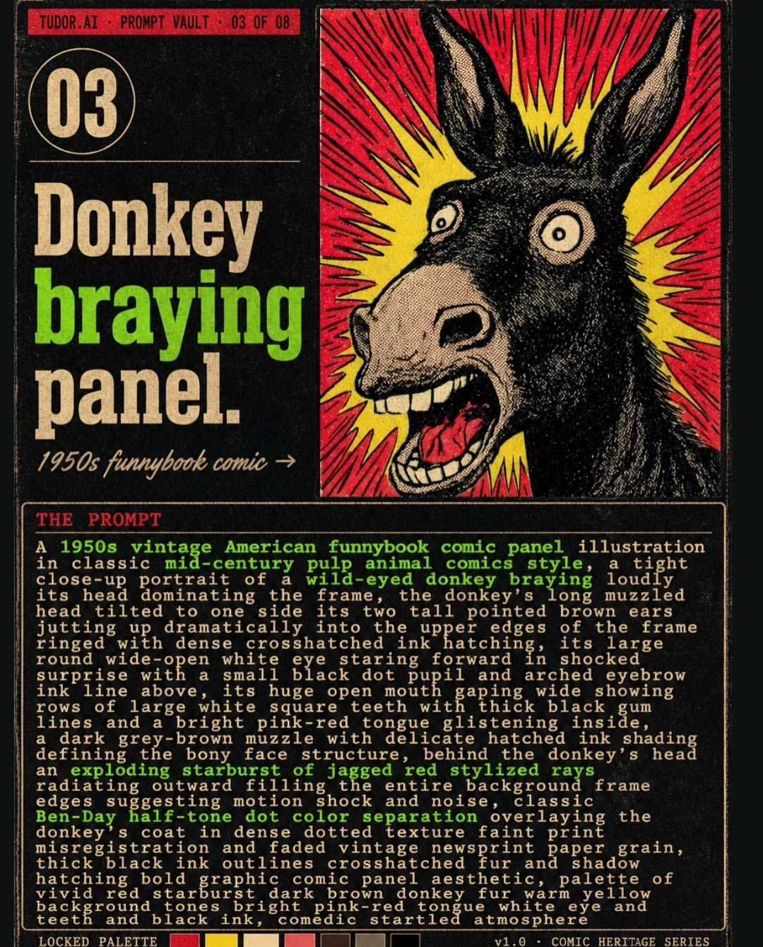 Donkey braying funnybook comic prompt slide