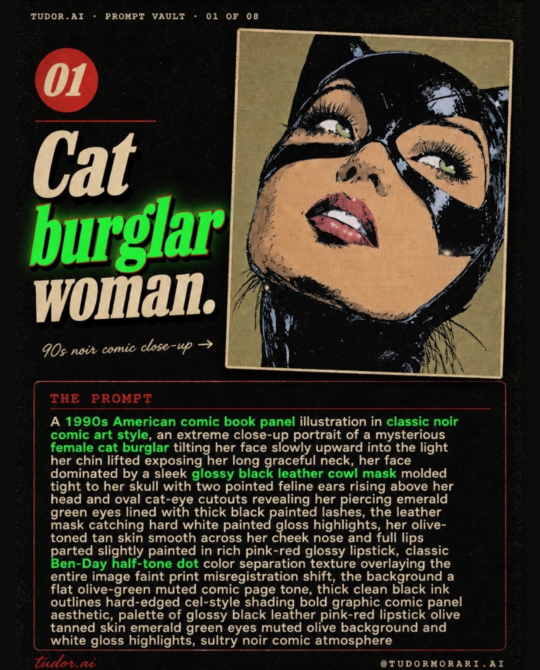 Noir cat burglar comic prompt slide