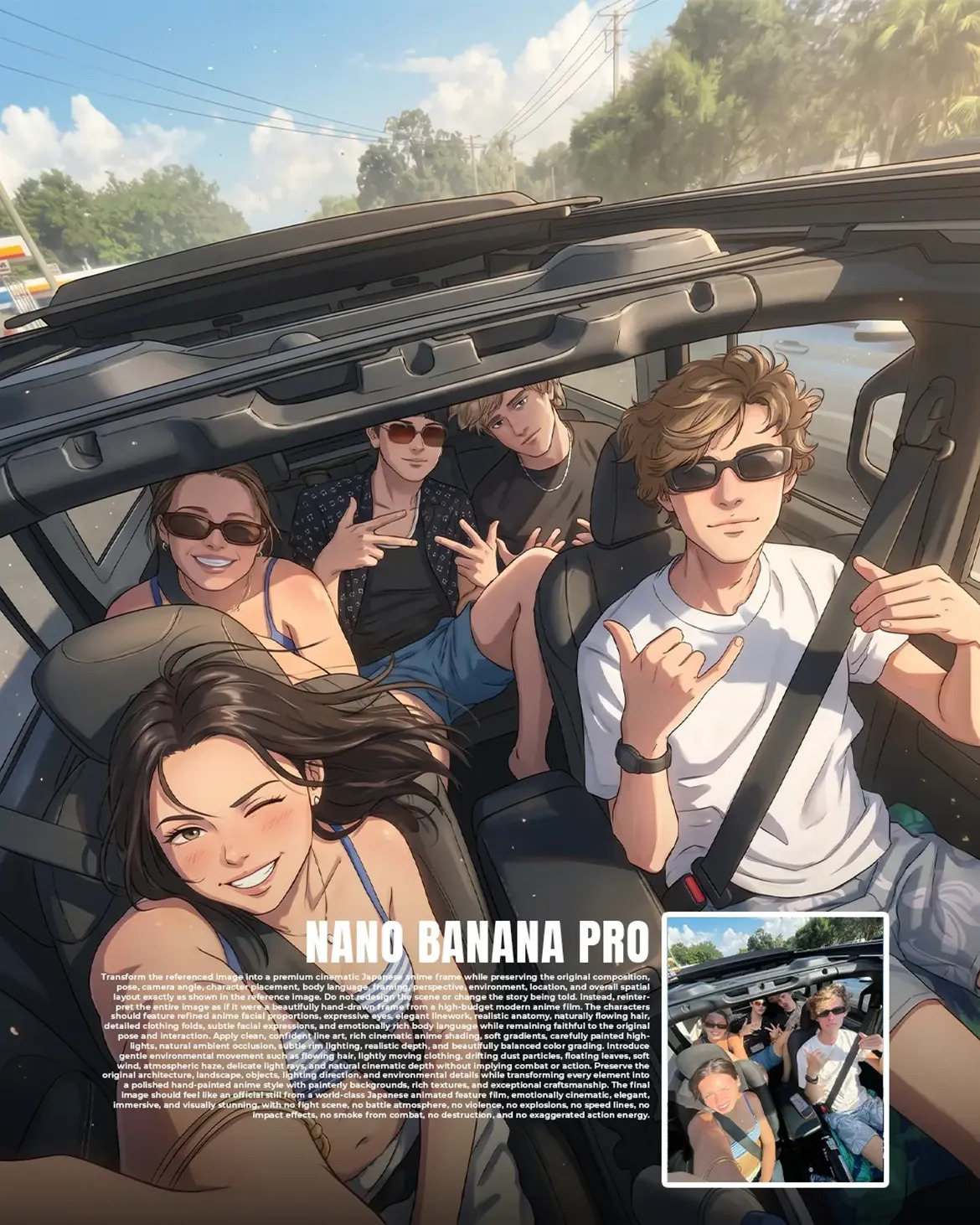Cinematic anime feature still prompt slide