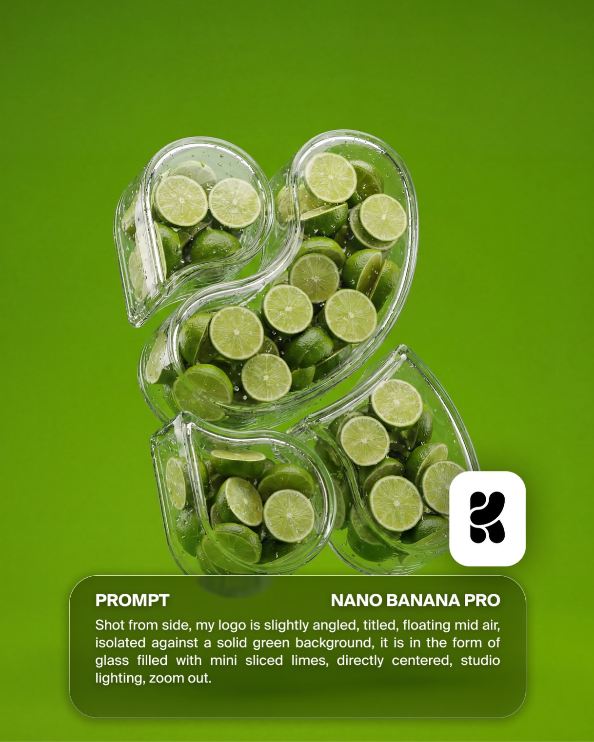 Glass lime logo object prompt slide