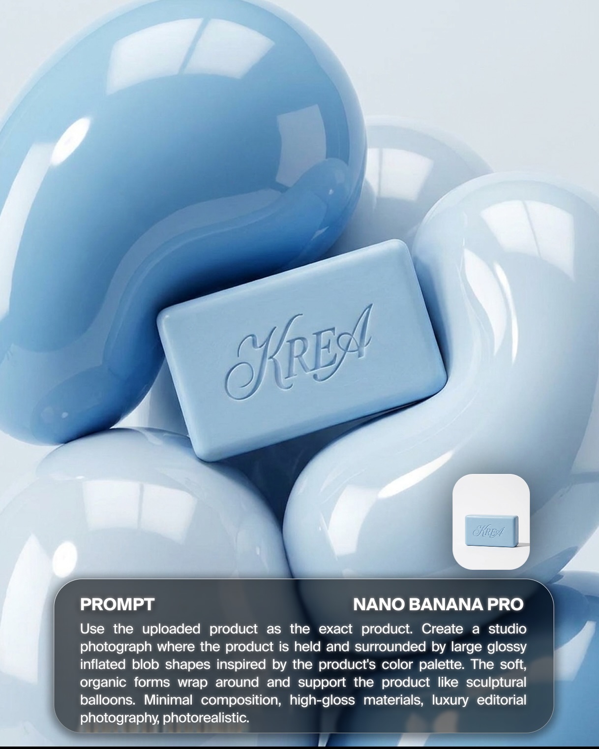 Glossy inflated blob product prompt slide