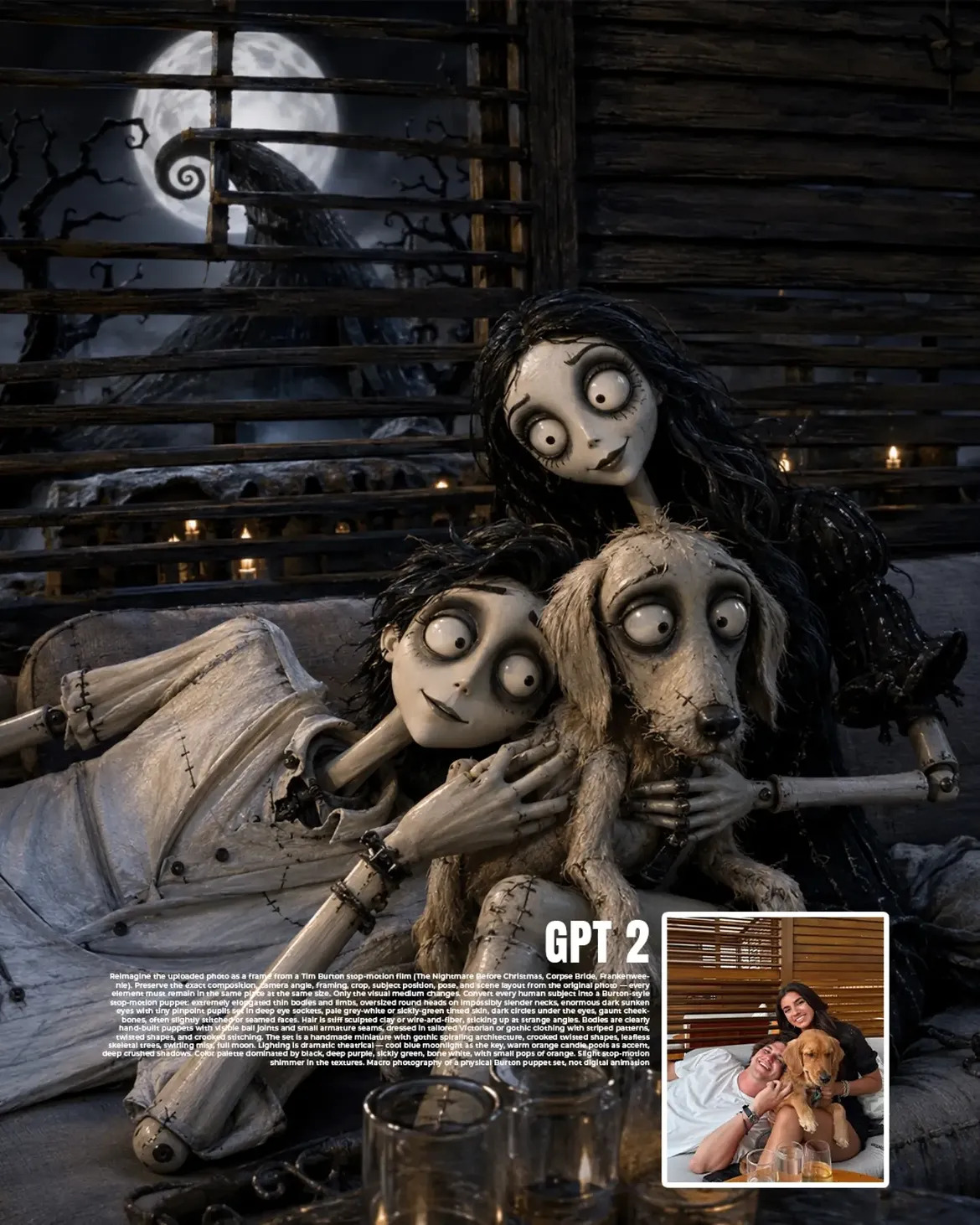 Gothic stop motion puppet prompt slide