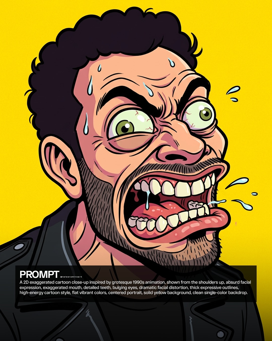 Grotesque cartoon close-up prompt slide