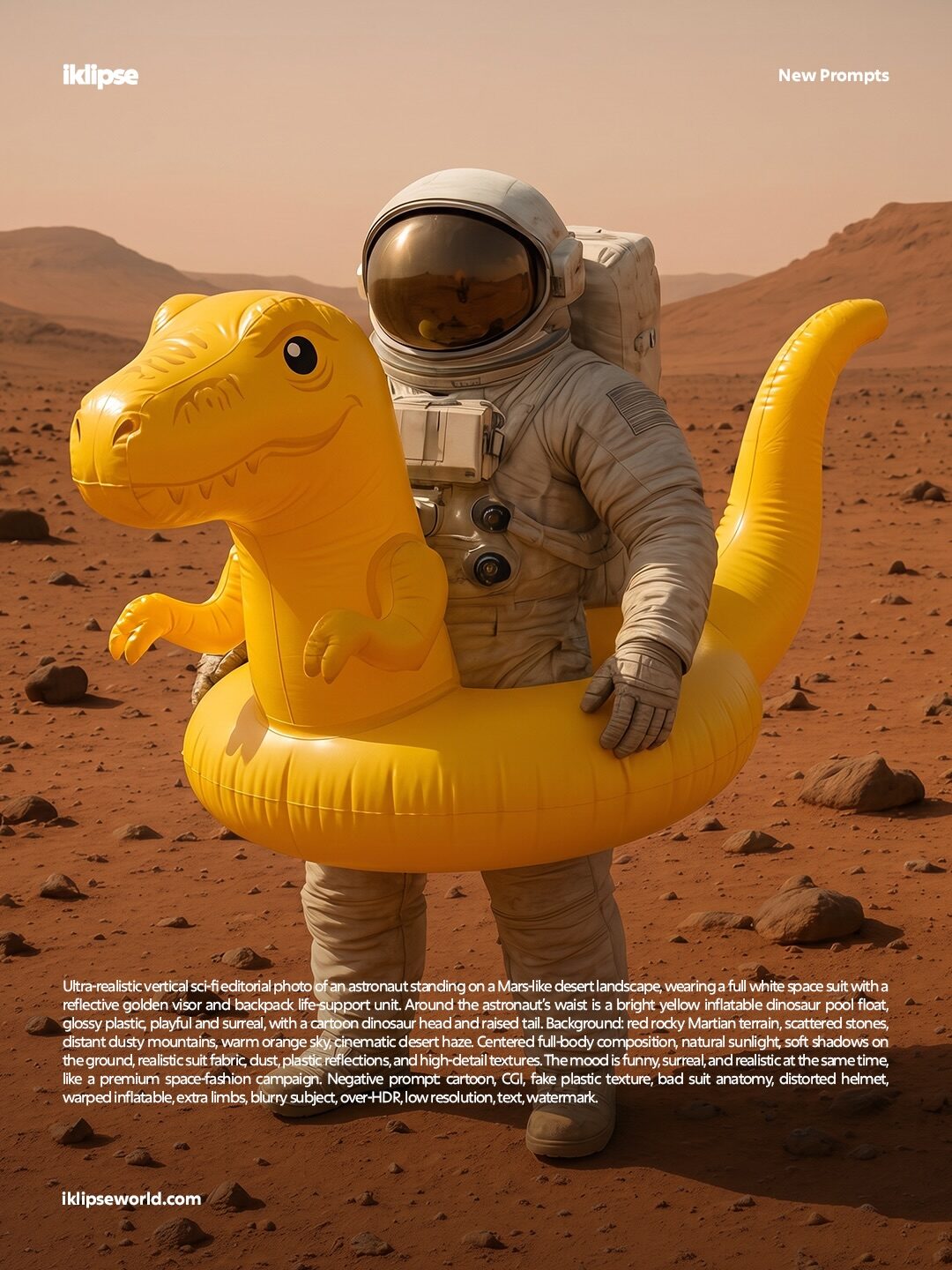 Astronaut pool float Mars prompt slide