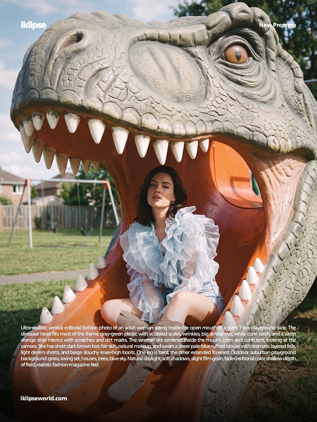 Dinosaur playground slide fashion prompt slide